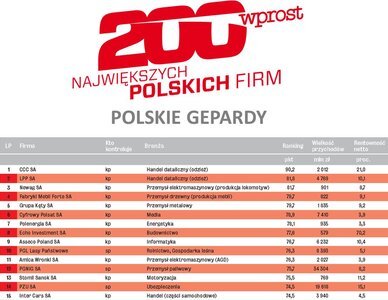 CCC, LPP i Newag na czele rankingu „Polskie Gepardy”