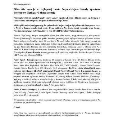 Piłkarskie emocje w najlepszej cenie. Najważniejsze kanały sportowe dostępne w Netii za 70 zł miesięcznie