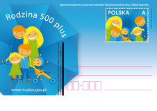 Rodzina 500 plus: Poczta Polska wydała specjalna kartkę pocztową ze znakiem opłaty