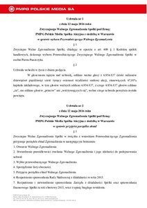 Treść uchwał powziętych w dniu 12 maja 2016 roku przez Zwyczajne Walne Zgromadzenie Emitenta