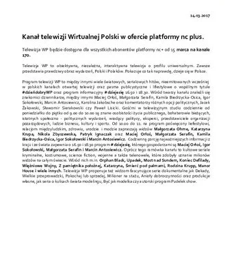 Kanał telewizji Wirtualnej Polski w ofercie platformy nc plus.