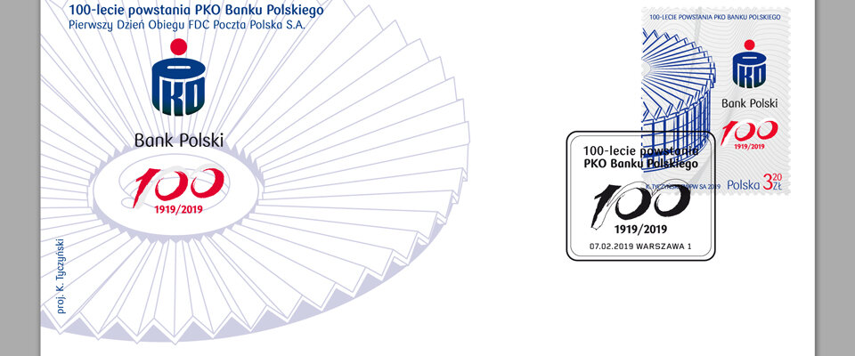  Poczta Polska wyemitowała znaczek z okazji 100. rocznicy powstania PKO Banku Polskiego
