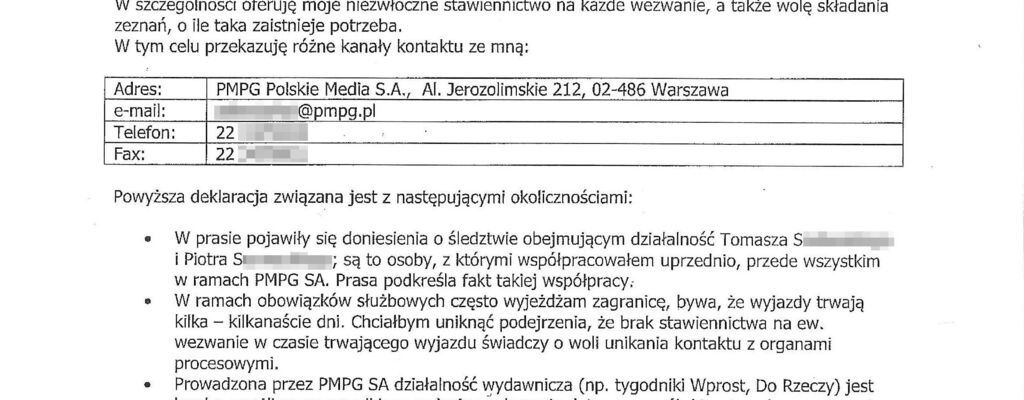 Oświadczenie PMPG Polskie Media S.A. w sprawie postawienia zarzutów Prezesowi Michałowi M. Lisieckiemu.