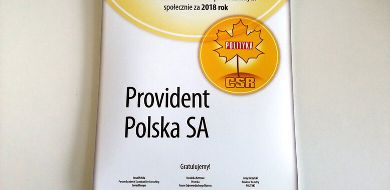 Provident Polska ze Złotym Listkiem CSR