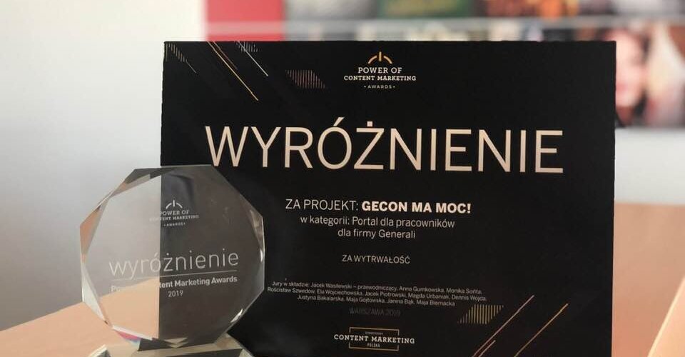 Generali wyróżnione w konkursie Power of Content Marketing Awards!