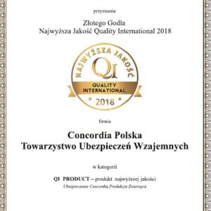 CONCORDIA PRODUKCJA ZWIERZĘCA LAUREATEM KONKURSU NAJWYŻSZA JAKOŚĆ QI