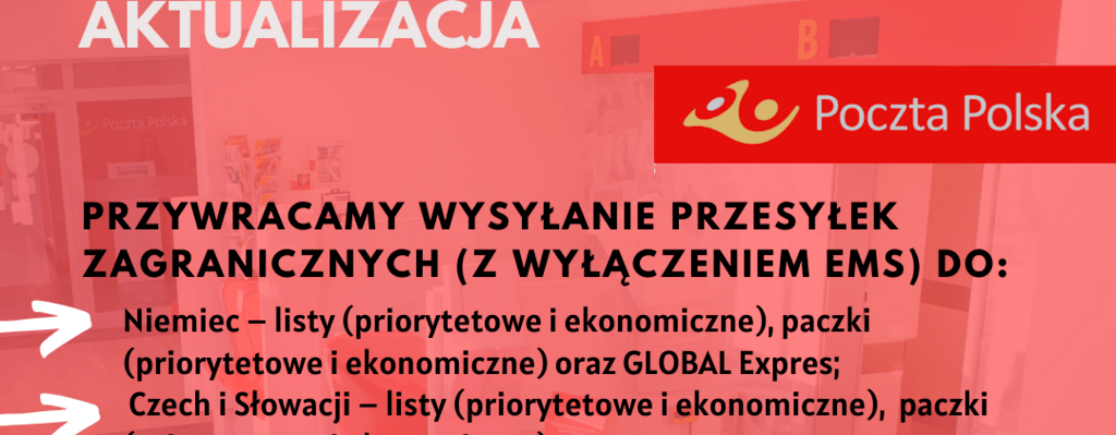 Poczta Polska przywraca wysyłanie przesyłek zagranicznych do niektórych krajów