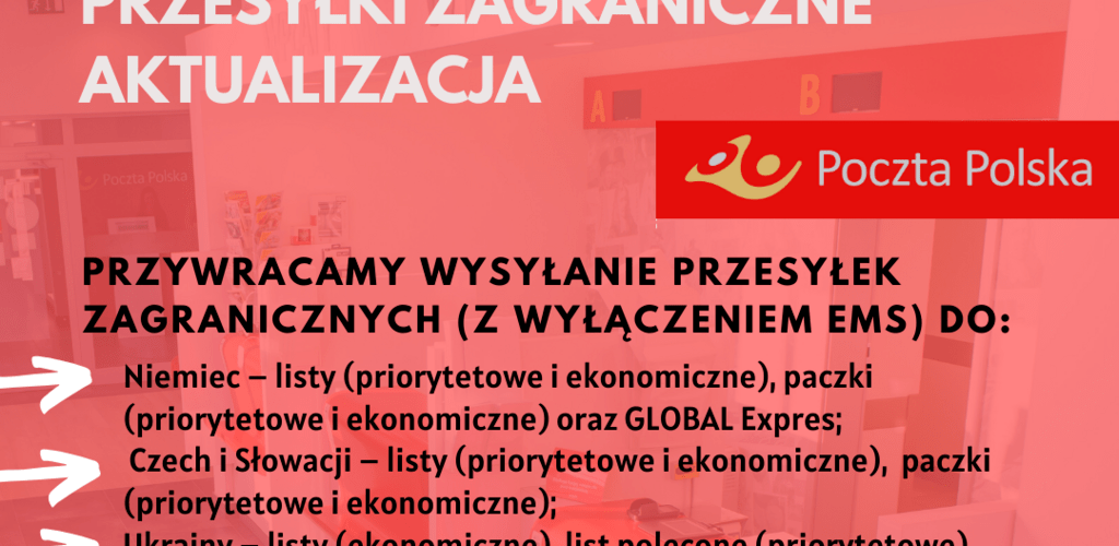 Poczta Polska przywraca wysyłanie przesyłek zagranicznych do niektórych krajów