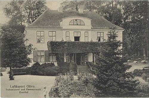 Luftkurort. Oliva Schweizerei und Hammerwerk Ernsttal, pocztówka, ok. 1900 r., Domena Publiczna