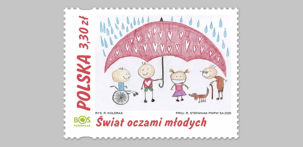 Prace młodych artystów na znaczkach pocztowych