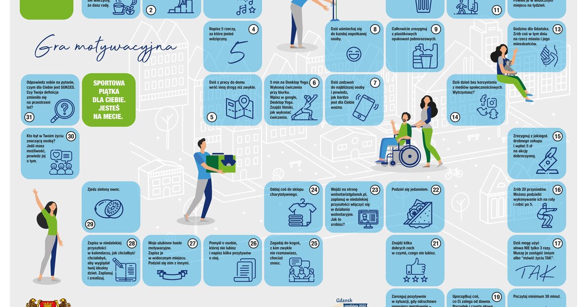Gra stworzona przez wolontariuszy z Urzędu Miejskiego w ramach akcji Godzina dla Gdańska. Na 31 polach znajdują się zadania i wyzwania, które mają na celu propagowanie zdrowego stylu życia, budowania relacji z drugim człowiekiem i dbania o zdrowie psychiczne. 