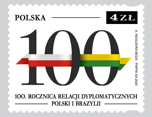 Znaczek na 100. rocznicę nawiązania stosunków dyplomatycznych Polski i Brazylii