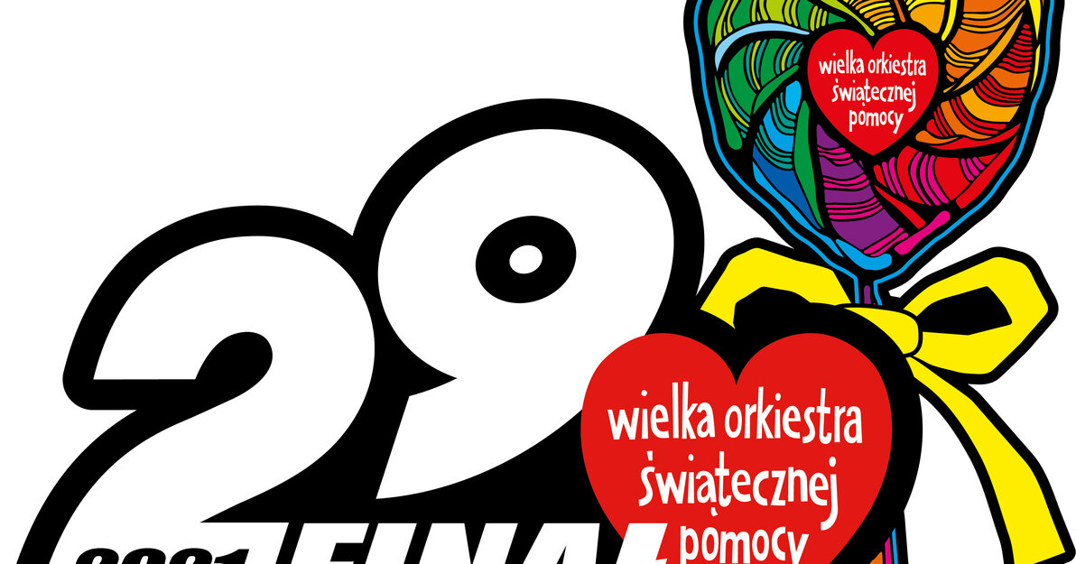 Logo WOŚP oraz kolorowy lizak