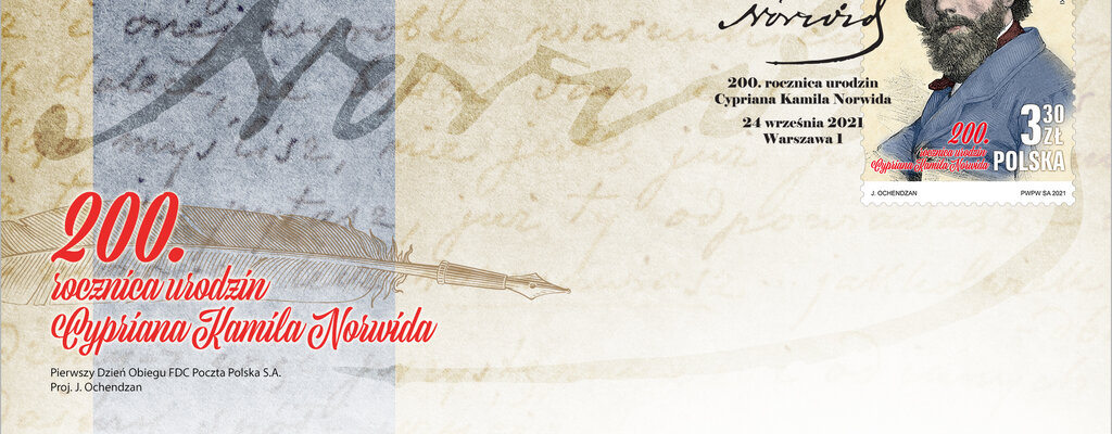 Poczta Polska na znaczku przypomina postać wielkiego Cypriana Kamila Norwida 