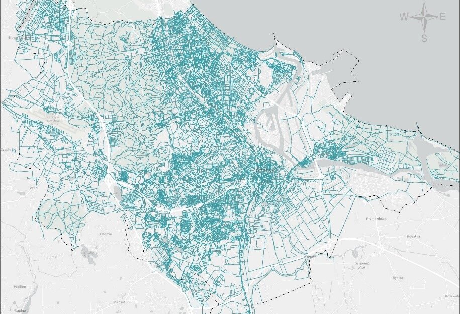 Sieć połączeń pieszych dla Gdańska, stan na grudzień 2021 r , oprac  BRG