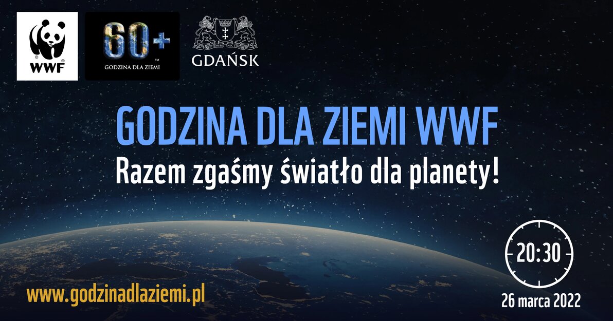 Baner z grafiką informującą o akcji Godzina dla Ziemi