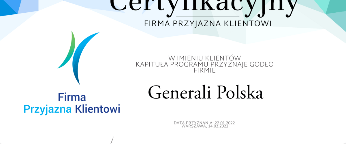 Generali z tytułem „Firma Przyjazna Klientowi 2021"