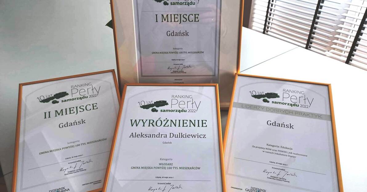 Wyróznienia dla Gdańska w X  edycji Pereł Samorządu