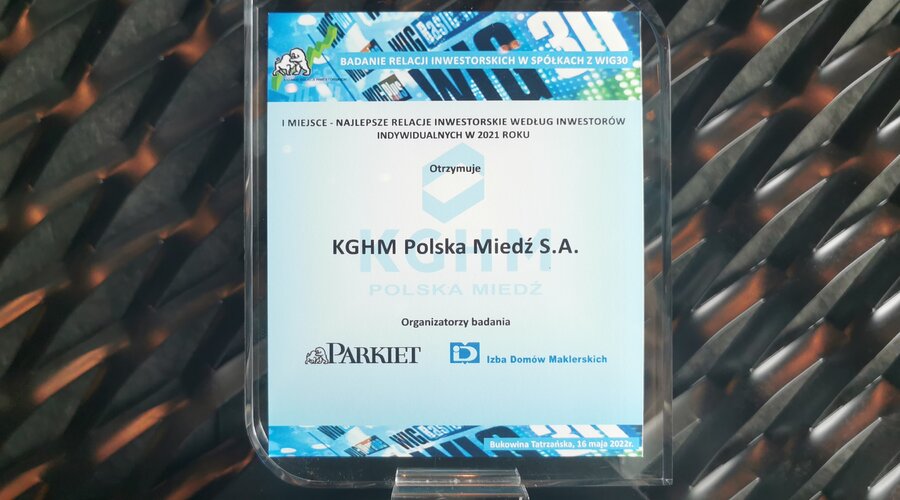 Relacje Inwestorskie KGHM wygrywają ogólnopolskie badanie komunikacji spółek z rynkiem