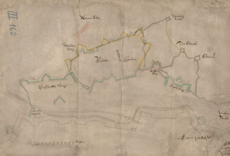 Projekt zewnętrznej linii fortyfikacji w 1657 r , źródło APG, 300, MP635