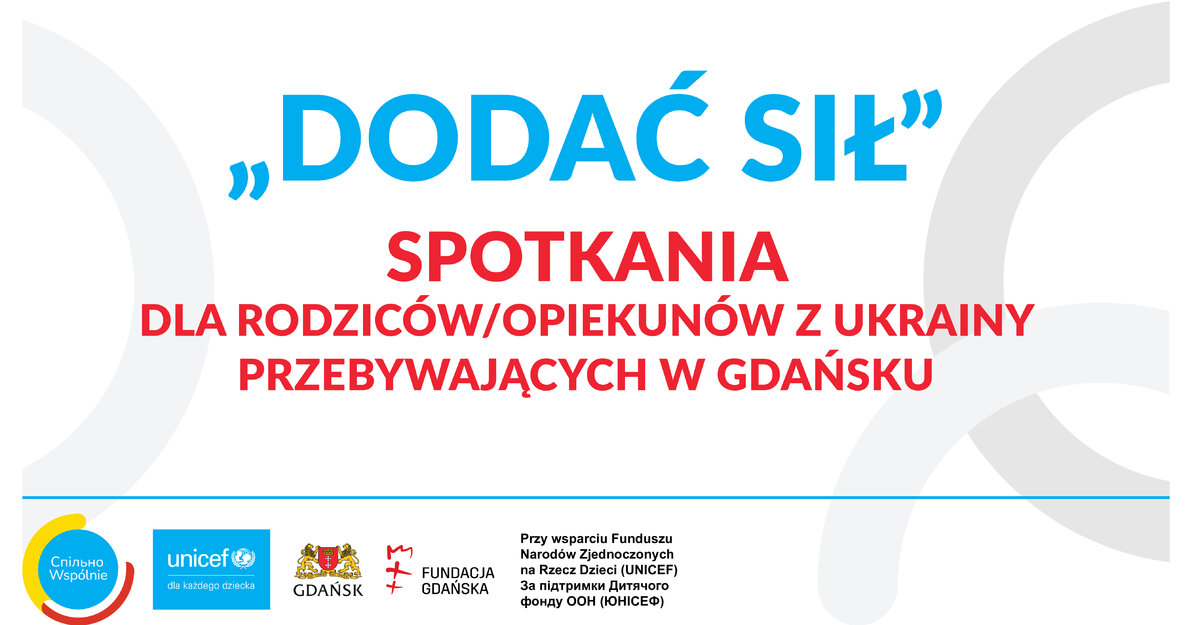 Plakat spotkań Dodać Sił - wersja zajawkowa, poziom, po polsku