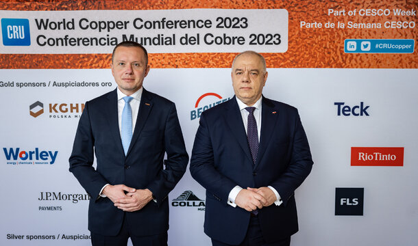 Una delegación polaca con representantes de KGHM en la Conferencia Mundial del Cobre CESCO en Chile