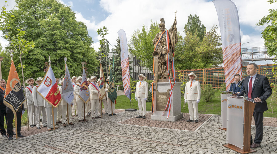 A statue of St. Florian at the Legnica Copper Smelter