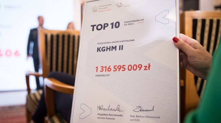 KGHM entre los mayores contribuyentes del impuesto de sociedades al presupuesto del Estado