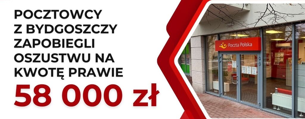 Pocztowcy z Bydgoszczy zapobiegli oszustwu matrymonialnemu na rekordową kwotę prawie 58 000 zł