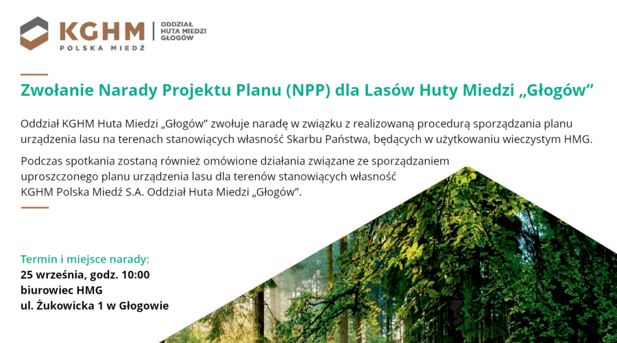 Zwołanie Narady Projektu Planu (NPP) dla Lasów Huty Miedzi „Głogów”