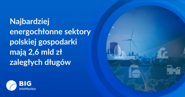 Najbardziej energochłonne sektory polskiej gospodarki posiadają 2,6 mld zł zaległych zobowiązań 
