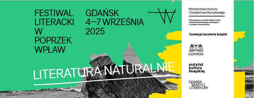 Festiwal Literacki W poprzek wpław, grafika pozioma, mat  organizatora