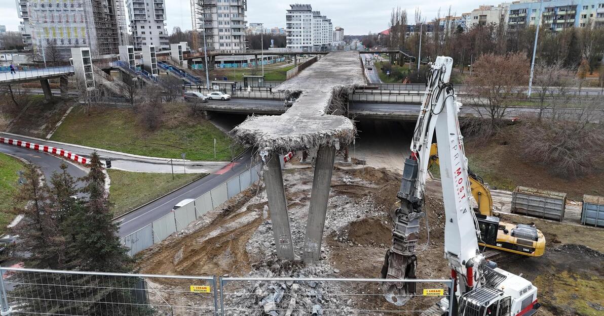 prace rozbiórkowe kładki na Zaspie, mat. prasowy