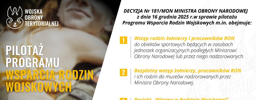 Wsparcie dla rodzin wojskowych – rusza pilotaż programu MON