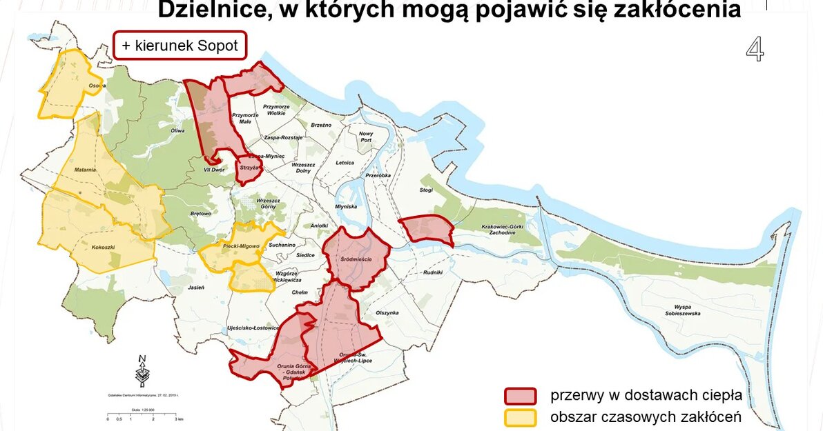 Dzielnice objęte awarią. materiał prasowy GPEC