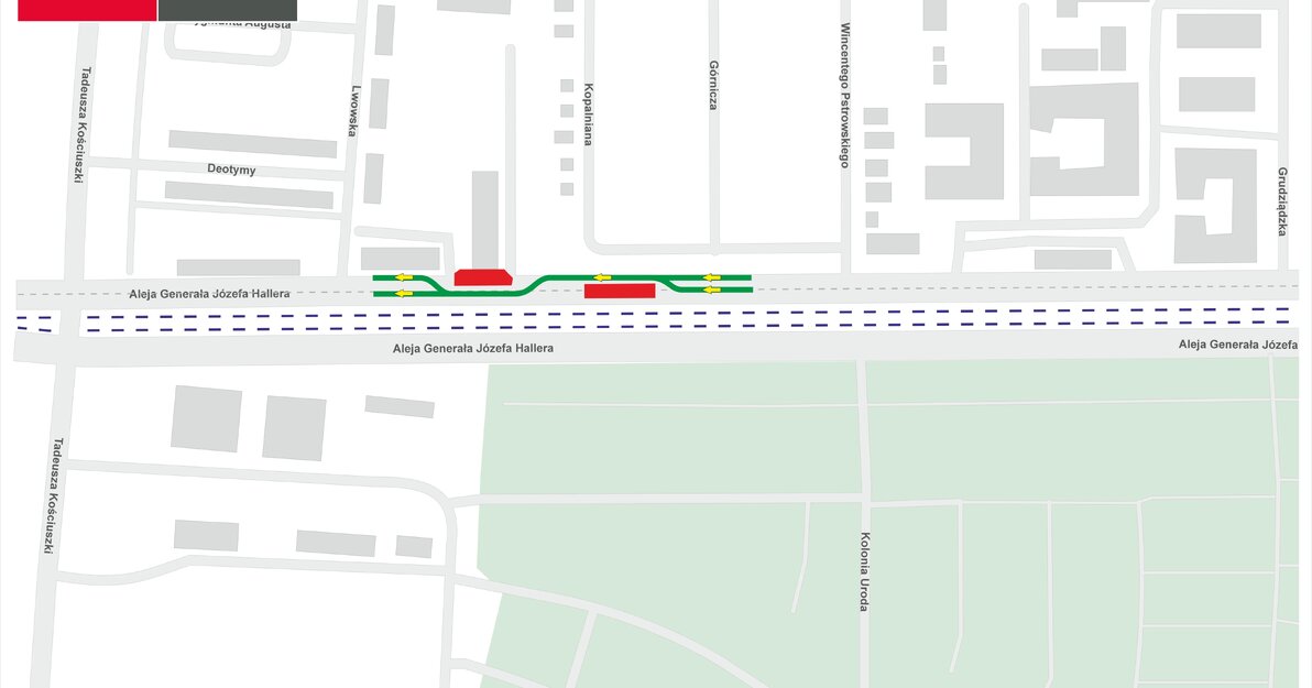 Al. Hallera od Al. Płażyńskiego mapka