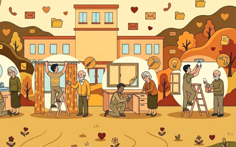 Złota rączka bepłatnie wspiera gdańskich seniorów w drobnych, domowych naprawach np  wymieni spłuczk