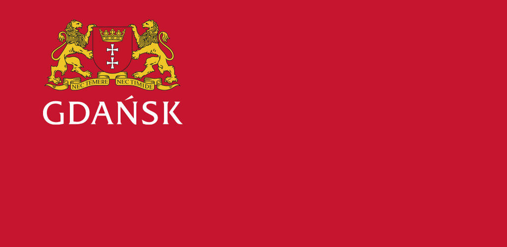 Herb Gdańska, dwa lwy, na czerwonym tle
