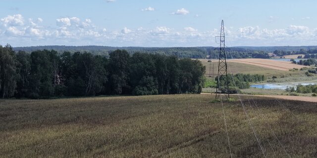 Zdjęcie ilustracyjne przedstawiające linię wysokiego napięcia 110 kV biegnącą przez pola i lasy