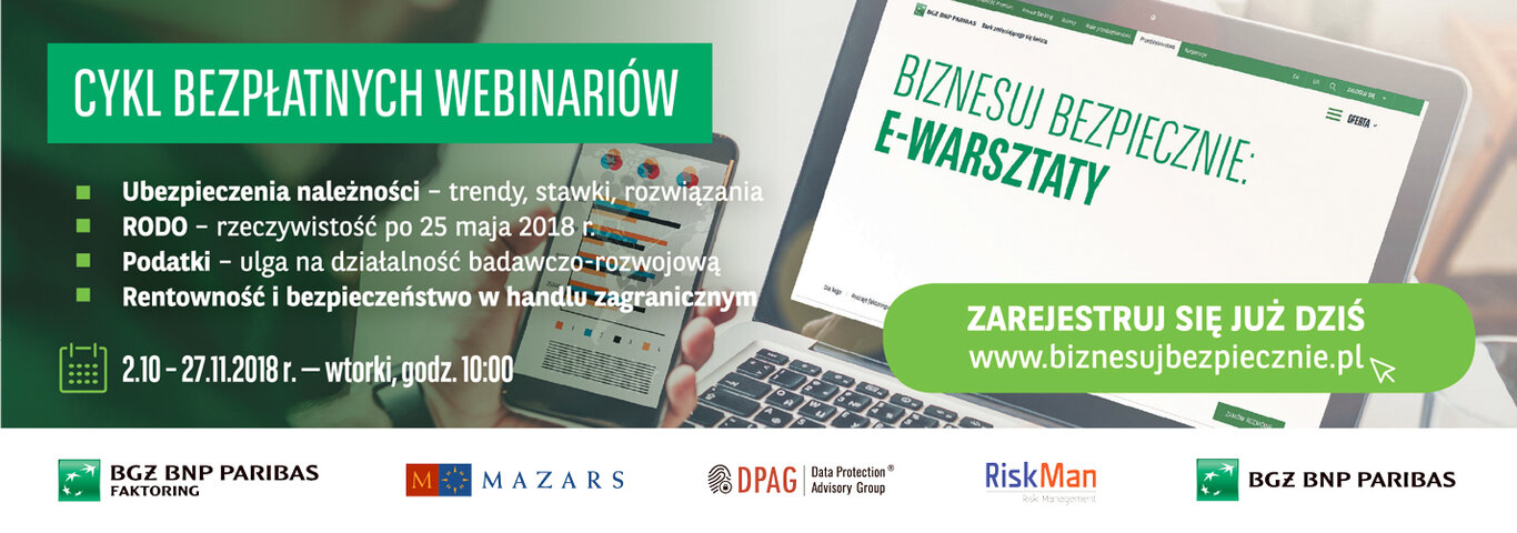 Rusza kolejna edycja webinariów BGŻ BNP Paribas Faktoring „Biznesuj Bezpiecznie"