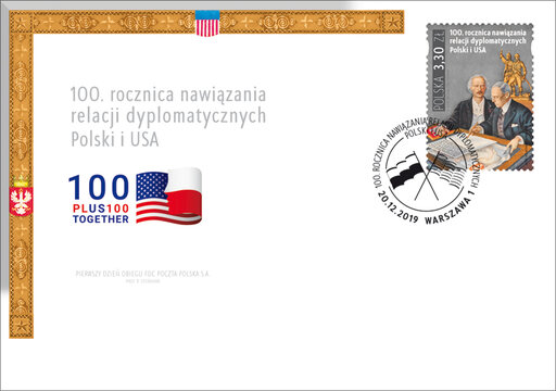 100.rocznica nawiązania relacji dyplomatycznych Polski i USA _ koperta FDC 