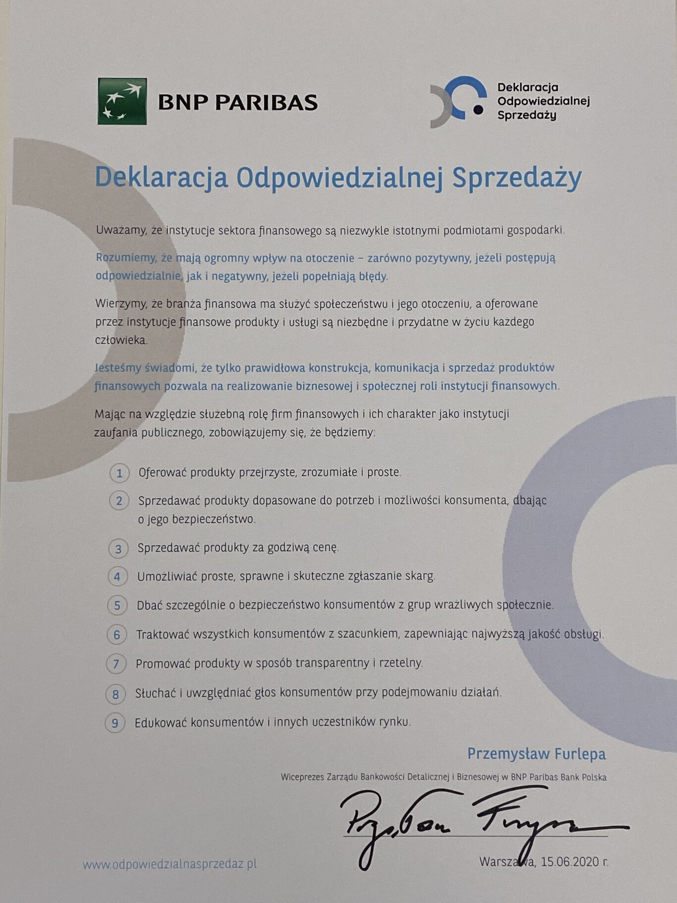 Firmy z sektora finansowego zostały sygnatariuszami Deklaracji Odpowiedzialnej Sprzedaży