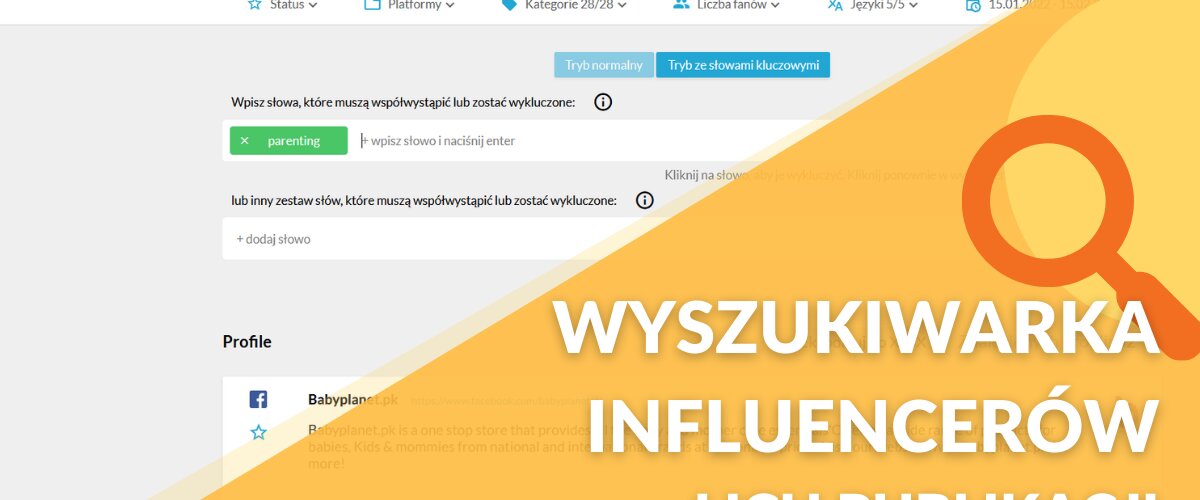 Wyszukiwarka influencerów w Panelu Newspoint 