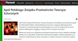 Apel Polskiego Związku Przetwórców Tworzyw Sztucznych, 25.10.2024