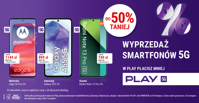 W noworocznej ofercie Play smartfony 5G do 50  taniej 