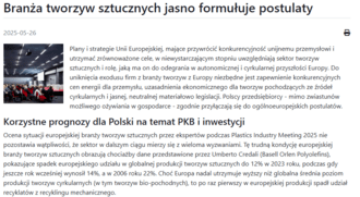 Branża tworzyw sztucznych jasno formułuje postulaty