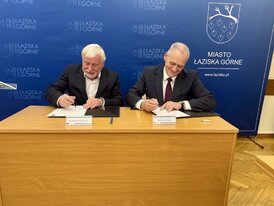 Aleksander Wyra, burmistrz Miasta Łaziska Górne i Paweł Micuła, prezes zarządu TAURON Wytwarzanie