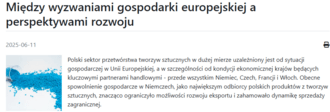 Między wyzwaniami gospodarki europejskiej a perspektywami rozwoju