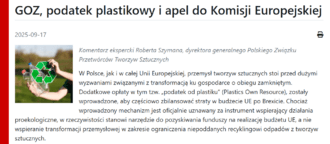 GOZ, podatek plastikowy i apel do Komisji Europejskiej