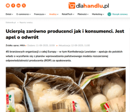 Ucierpią zarówno producenci jak i konsumenci. Jest apel o odwrót